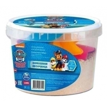 Набор для детского творчества - Домашняя песочница  Морской песок Щенячий патруль 1,5кг, формочки, совочек арт.Дпс-001