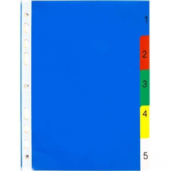 Разделитель deVENTE пластиковый А5 цветовой, цифры 1-5 арт.3051508