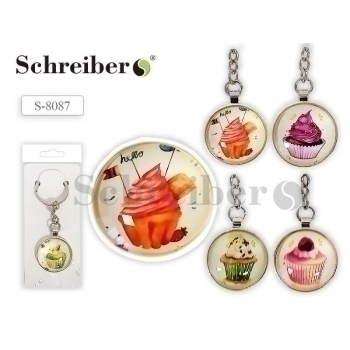 Брелок Schreiber акриловый круглый КЕКСИКИ, d=3,2 см, длина 9,5 см, арт. S 8087