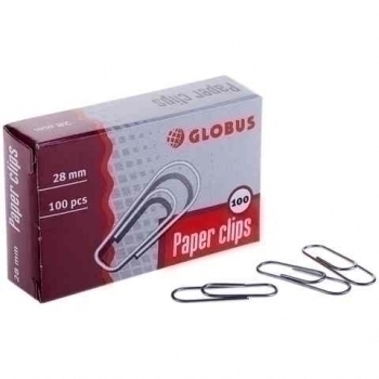 Скрепки канцелярские L28 мм, 100 шт. без покрытия, карт. уп. арт.С28-100