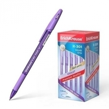 Ручка шариковая ErichKrause R-301 Violet Stick and Grip 0.7, фиолет. стержень арт.44592