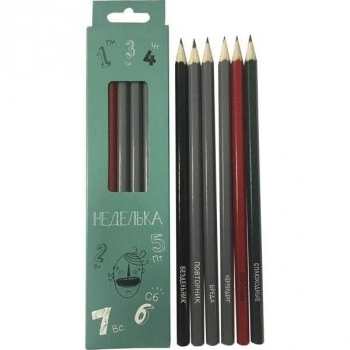 Карандаши  СКФ ч/гр набор 6шт. Неделька (ТМ),  карт. коробка арт.СК555/4