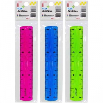 Линейка 15 см deVENTE Flex, гибкая, прозрачная, ассорти, в блистерной упаковке, арт. 5091500