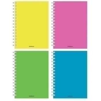 Тетрадь А5 120л в клетку на спирали ErichKrause Neon, жесткий ламинат структ. тиснение лен,  арт.45176