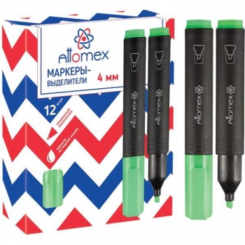 Маркер-выделитель Attomex (1-4 мм), плоский корпус, скошенный наконечник, ЗЕЛЕНЫЙ арт.5045301