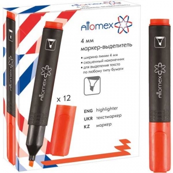 Маркер-выделитель Attomex (1-4 мм), плоский корпус, скошенный наконечник, ОРАНЖЕВЫЙ арт.5045302