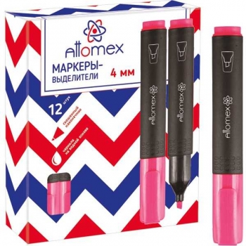 Маркер-выделитель Attomex (1-4 мм), плоский корпус, скошенный наконечник, РОЗОВЫЙ арт.5045303