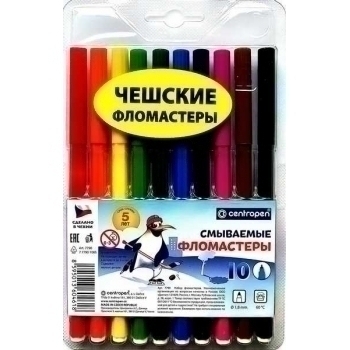 Фломастеры 10 цв. ПИНГВИНЫ (смываемые) в блист. уп.  арт.7790 1085