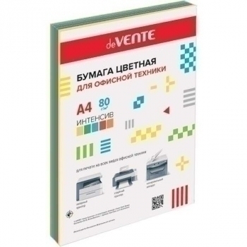 Бумага цв.офисная А4 250 л 80 г/м2 deVENTE интенсив микс 5 цв. арт.2072415