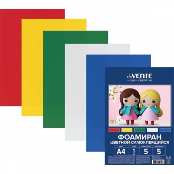 Набор фоамирана (искусственная замша) А4 deVENTE  5цв, 5л, 1мм, цветной самоклеящийся  арт. 8040799