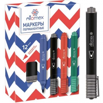 Маркер-перманент Attomex 3 мм, круглый корпус, пулевидный наконечник, черный арт.5043501