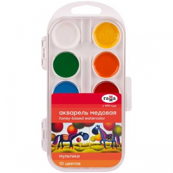 Акварель МУЛЬТИКИ, 10цв, пласт. упк, европодвес, б/к арт.211046_10