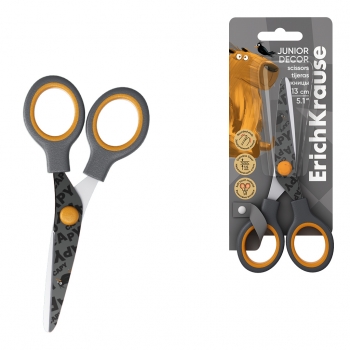 Ножницы ErichKrause® Juinior Decor Happy Capy с принтом на лезвиях, 13см (в блистере по 1 шт.) арт.60492