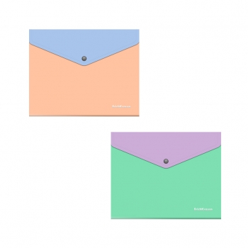Папка-конверт на кнопке пластиковая ErichKrause Matt Pastel Bloom, с дополнительным карманом, A5+, непрозрачный, ассорти