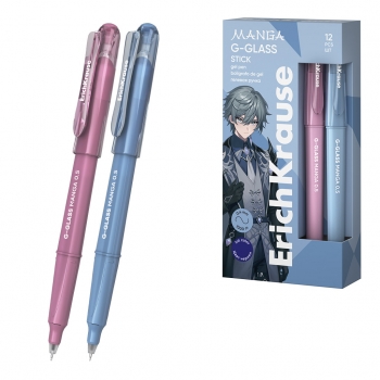 Ручка гелевая ErichKrause G-Glass Stick Manga 0.5, цвет чернил синий (в коробке по 12 шт.) арт.61305