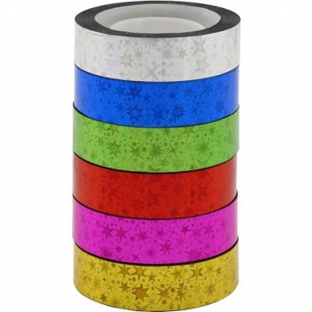 Лента клейкая декоративная deVENTE голографическая 12 ммх3 м, 40 мкм, ассорти  арт. 9040807