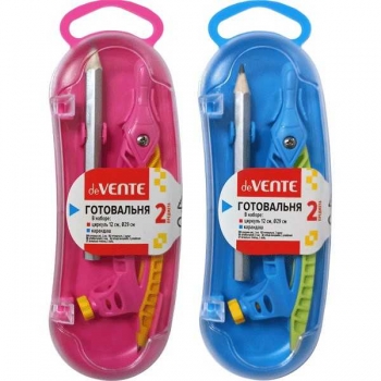 Готовальня deVENTE (02 предмета) (циркуль, карандаш в пенале) в пласт.футляр с прозр. крышкой арт.5093800