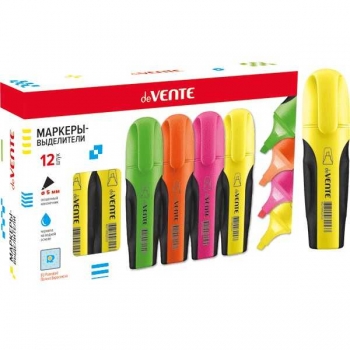 Маркер-выделитель deVENTE (1-5 мм), плоский корпус, скошенный наконечник, желтый арт.5045808