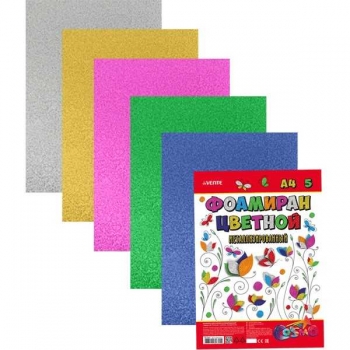 Набор фоамирана (искусственная замша) А4 deVENTE  5цв, 5л, 2мм, цветной металлизированный арт. 8013807