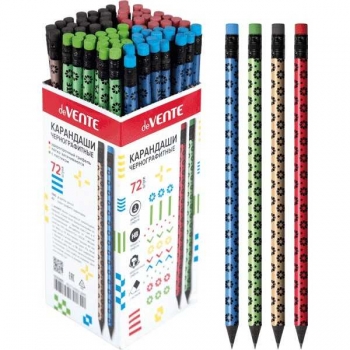 Карандаш deVENTE HB ч/гр. с ластиком, Soft Shimmer, цветной корпус с запечаткой, черное дерево арт.5032805