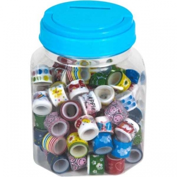 Лента клейкая декоративная deVENTE цветная 12 ммх1 м, 40 мкм, ассорти в пласт. банке (90шт) арт. 9040802