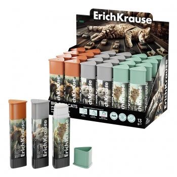 Клей-карандаш ErichKrause Prism Big City Cats, 13г, ассорти (в коробке-дисплее по 24 шт.) арт.63166