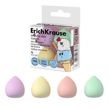 Набор из 4 ластиков ErichKrause Sponge Mini Yummy (в пэт-боксе) арт.63473