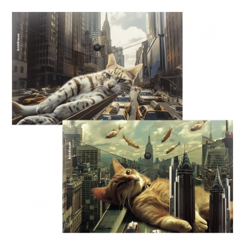 Папка-конверт на кнопке пластиковая ErichKrause Big City Cats, A4, ассорти (в пакете по 12 шт.) арт.63511