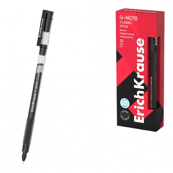 Ручка гелевая ErichKrause G-Note Stick Classic 0.5, цвет чернил черный (в коробке по 12 шт.) арт.63690