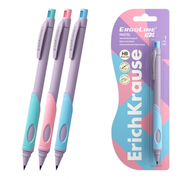 Карандаш механический ErichKrause ErgoLine® Kids Pastel 2.0 мм, с точилкой, НВ (в блистере 1 шт.) арт.63834