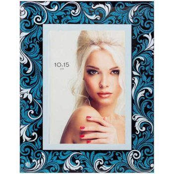 Фоторамка Office Space стеклянная, 10*15см, Узоры, синий арт.РСТ_20565