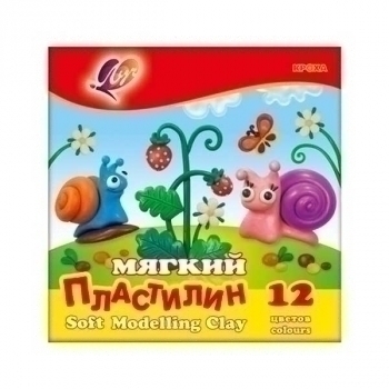 Пластилин Кроха 12 цветов, 180г, со ст., мягкий (восковой) арт.23С 1484-08