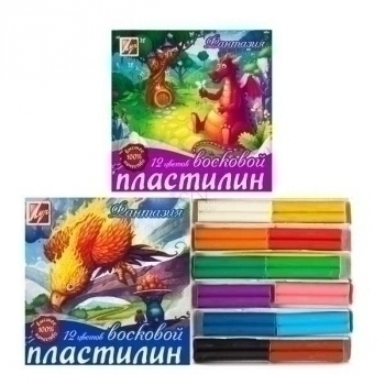 Пластилин Фантазия 12 цветов, 180г, со ст., мягкий (восковой) арт.25С 1523-08