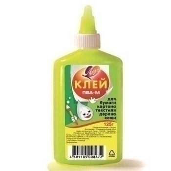 Клей ПВА-М 125 гр. в пласт. бут. с дозатором, желтый флакон арт.20С 1354-08