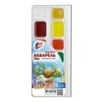 Акварель ZOO, 12цв, б/к, медовая, в пластмассовой уп. с прозр. крышкой арт.19С 1249-08 Акварель ZOO, 12цв, б/к, медовая, в пластмассовой уп. с прозр. крышкой арт.19С 1249-08