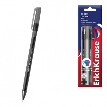 Набор из 3 ручек гелевых ErichKrause G-Ice Stick Original 0.5, для ОГЭ/ЕГЭ, цвет чернил черный (в пакете) арт.65362