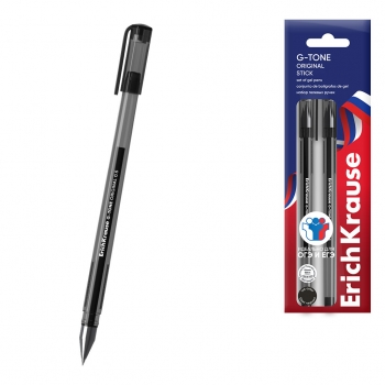 Набор из 3 ручек гелевых ErichKrause G-Tone Stick Original 0.5, для ОГЭ/ЕГЭ, цвет чернил черный (в пакете) арт.65416