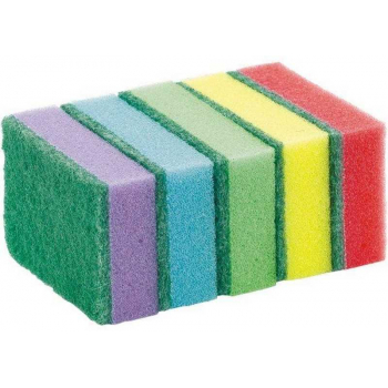 Губка Horeca Maxi д/посуды поролон с абразивным слоем 95x65x33мм, 5шт., цветная арт.230040/230090