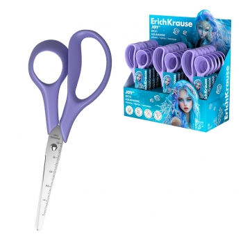 Ножницы ErichKrause JOY ® Ergo Aquamarine, 14см, сиреневый (в дисплее по 18 шт.) арт.65594