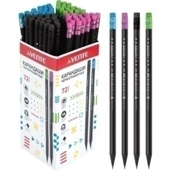 Карандаш deVENTE HB ч/гр. с ластиком, BlackStyle, черный корпус, черное дерево арт.5032801