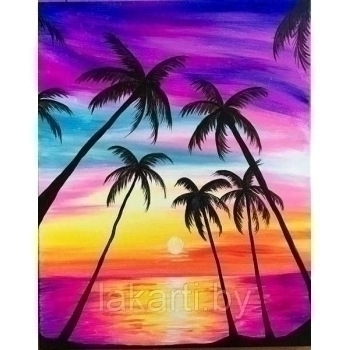 Алмазная мозаика 40*50см Пальмы на закате арт.VD178