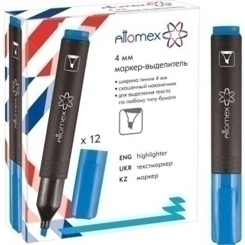 Маркер-выделитель Attomex (1-4 мм), плоский корпус, скошенный наконечник, голубой арт.5045400