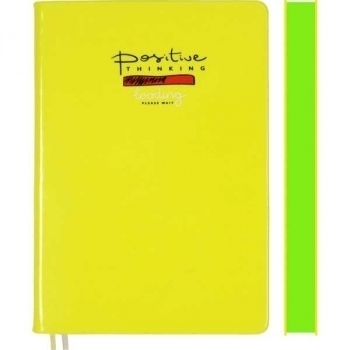 Ежедневник А5 145*205 мм, недатир. deVENTE Neon 320 стр, желтый, салатовый срез, перф-я, тв. обл арт.2034931