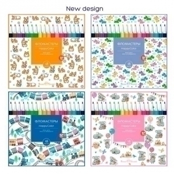 Фломастеры Bruno Visconti  18цв HAPPYCOLOR, 4 вида, в картонной уп.  арт.32-0025