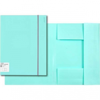 Папка А4 на резинке deVENTE Pastel 320х235 мм, 450 мкм, песок,  3 клапана, бирюзовая, арт. 3070801