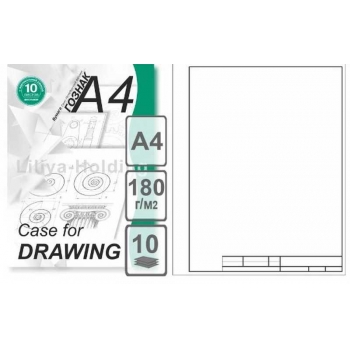 Папка для черчения А4 10л., школьная, с верт. рамкой 180 г/м2 арт.ПЧ4 ШВр/10