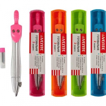 Готовальня deVENTE (02 предмета) (циркуль, 2 грифеля в пенале) в пласт.футляр с прозр. крышкой арт.5093623 Готовальня deVENTE (02 предмета) (циркуль, 2 грифеля в пенале) в пласт.футляр с прозр. крышкой арт.5093623