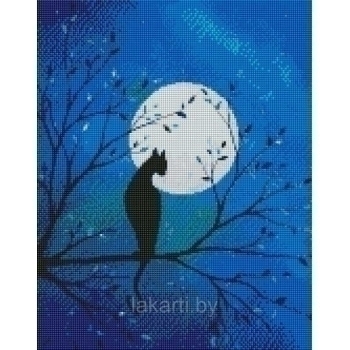 Алмазная мозаика 40*50см Полуночный кот арт.VD184