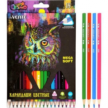 Карандаши deVENTE 18цв Trio Mega Soft 4М, трехгранные, экстра мягкие арт. 5023915