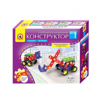 Конструктор  №1 Русский стиль Бульдозер и экскаватор, пластиковый, 2 модели, 92 детали, карт. коробка, 5+ арт.00545